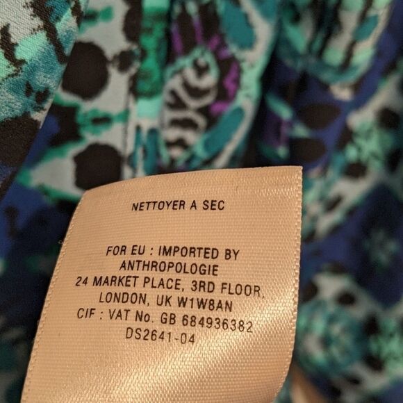 ANTHROPOLOGIE MAEVE Frequencies Blue Green Shirt Dress v neck Small @Y - Picture 3 of 13